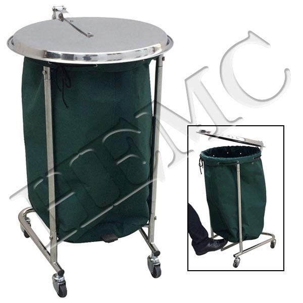 LINEN HAMPER TROLLEY, ROUND